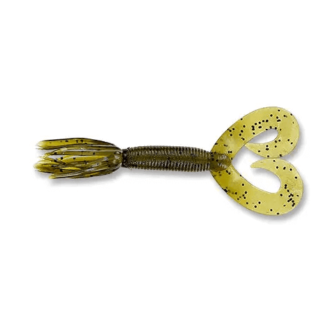 Vinil Yamamoto Double Tail Hula Grub 5" - 127 mm Verde Abóbora Preto