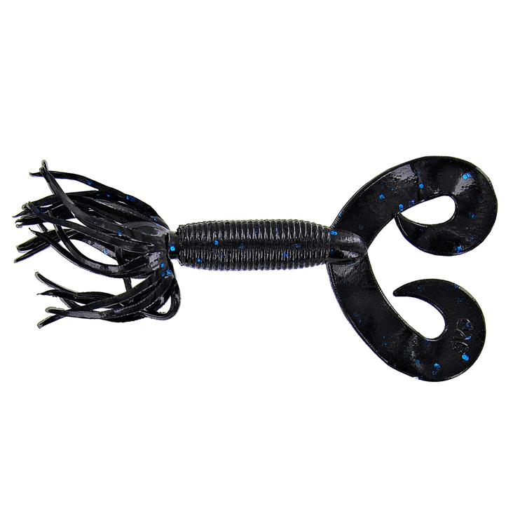 Vinil Yamamoto Double Tail Hula Grub 5" - 127 mm Preto Grande Azul