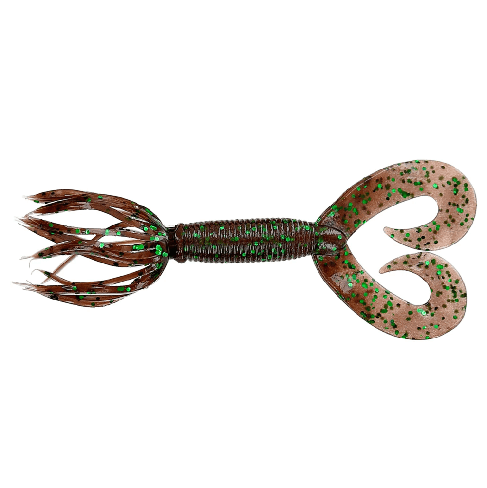 Vinil Yamamoto Double Tail Hula Grub 5" - 127 mm Canela Verde Grande
