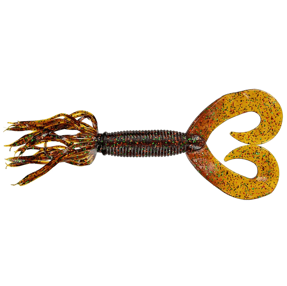 Vinilo Yamamoto Double Tail Hula Grub 5” – 127 mm Green Pumpkin Purple Copper - Tienda Bass