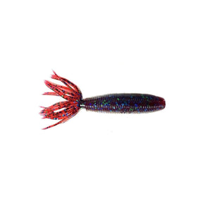 Yamamoto Fat Ika 4" Plum Apple fishing lure designed for bass and predator fishing, featuring a tubular shape and vibrant colors.